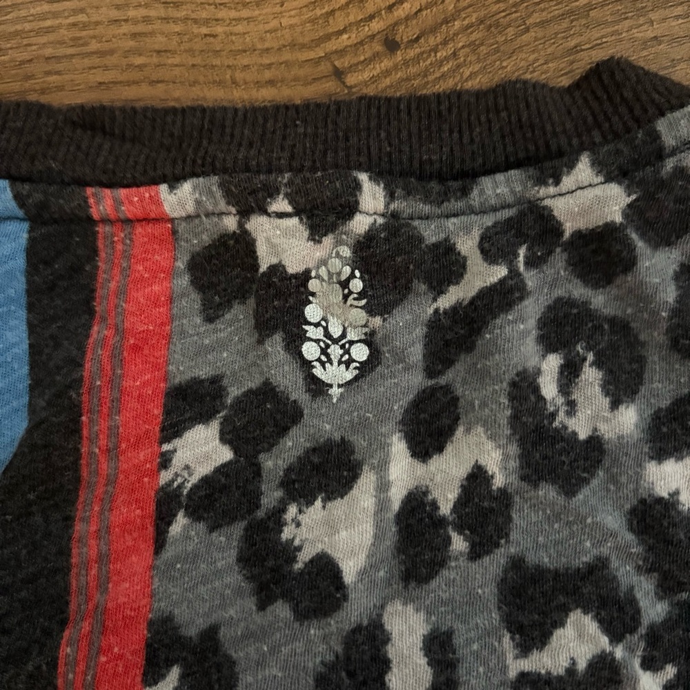 Free People Leopard Print Tank Top with Red and Blue Stripes - Picture 4 of 4